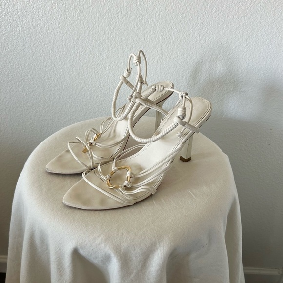 Aje Mirage Leather Strappy Heel in Ivory - Picture 3 of 10
